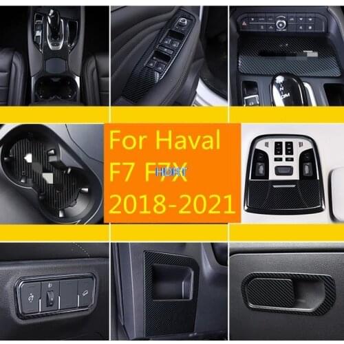 For Haval F7 F7X 2018-2021 Car Styling Interior Accessories Central Console Decoration Frame Cover Trim Carbon fibre Sticker