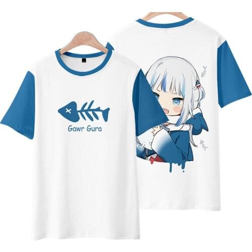 Gawr Gura 3D Print T-Shirts Anime Vtuber Men Women Fashion O-Neck T Shirt Oversized Tees Tops Harajuku Kids Boys Girls Clothing