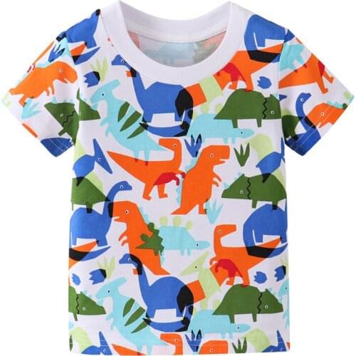 Funnygame New Dinosaurs Summer Boys Girls T Shirts Cotton Kids Cartoon Clothes Short Sleeve Baby Tees Tops
