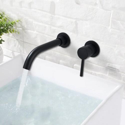 Chrome/Matt Black Brass Bathroom Sink Faucet Basin faucet Hot And Cold Water Mixer tap Separate Wall Mounted Single Handle