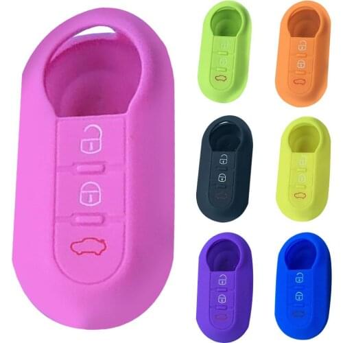 Anti-scratch Wear-resistant 3 Buttons Silicone Flip Remote Car Key Fob Protection Cover Case for Fiat 500