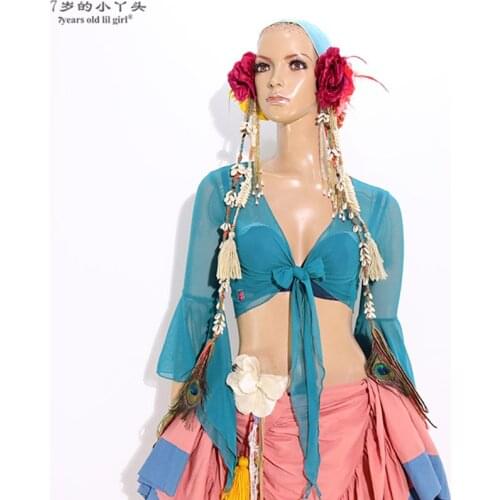 Bellydance Costume Top Wavy Edge Butterfly Sleeve Practice Clothing BYY56 60