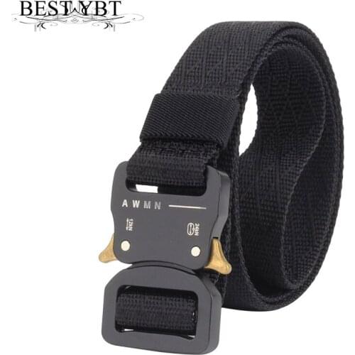 Best YBT Unisex canvas belt Quick release Alloy Insert buckle Men Nylon belt outdoor casual sport Men cowboy belt