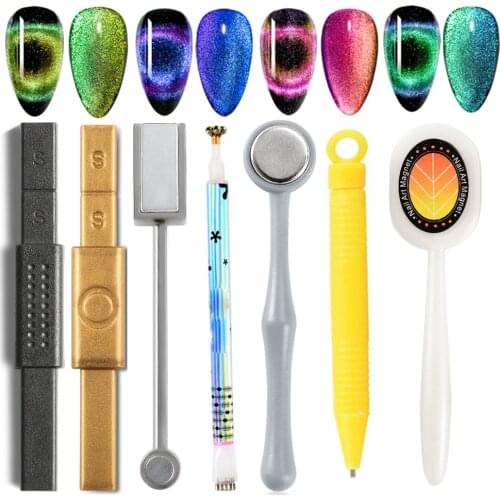 12-in-1 Cat Eyes Magnet Strong Effect Magetic Stick Board for 9D cat eyes 3D Line Strip Effect Multi-function Magnetic Pen