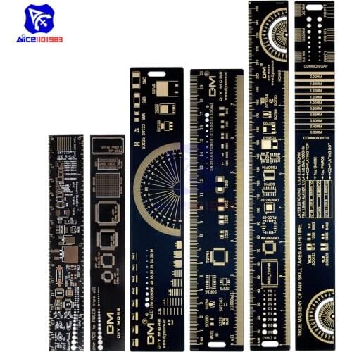 Diymore 3 Type 15cm 20cm 25cm PCB Ruler Multi-functional Measuring Tool Resistor Capacitor Chip IC SMD Diode Transistor