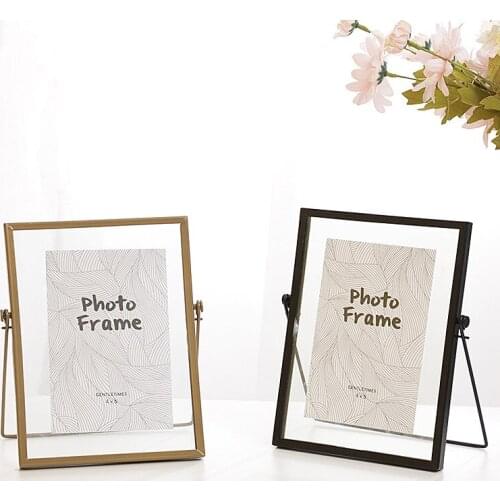 Nordic simple and creative modern metal glass photo frame plant specimen folder home room decoration set 6 inch