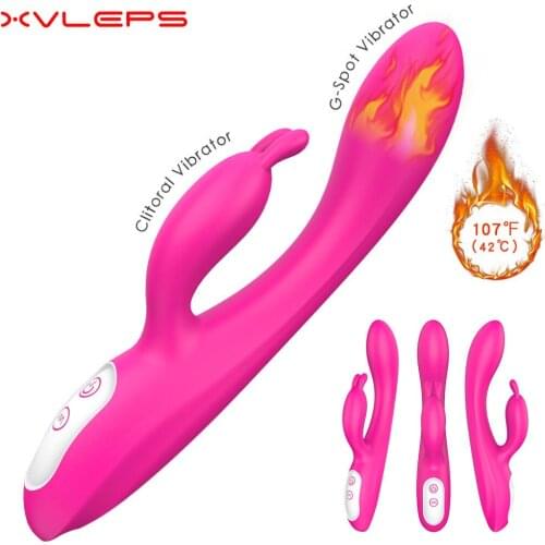 NEW Heating Rabbit Vibrator G Spot Dildo Vaginal Vibrating Massager Masturbation Dual Vibrators Oral Sex Toy