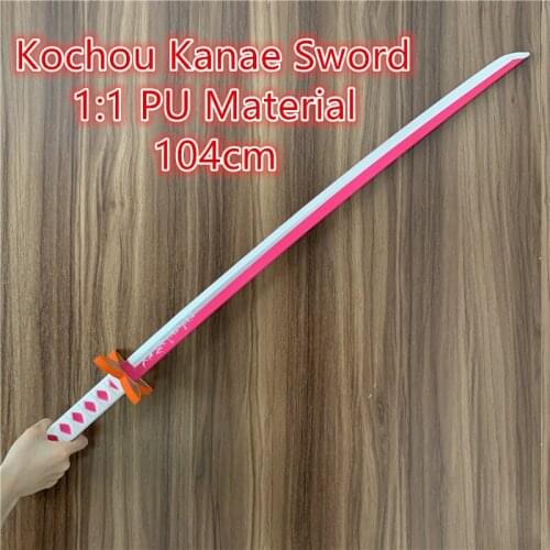 1:1 Kochou Kanae Pink Sowrd 104cm Demon Slayer Cosplay Sword Anime Ninja Knife Kimetsu no Yaiba Sword Weapon PU Model Gift