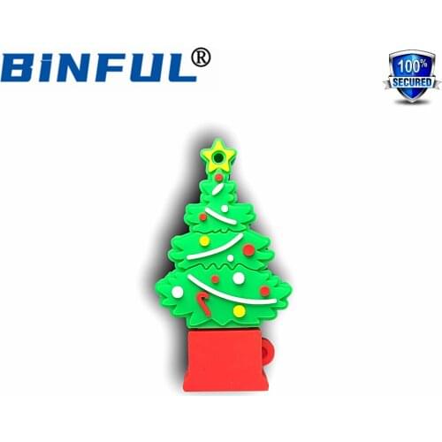 BINFUL Authentic Red Christmas tree usb flash drive 4GB 8G 16G 32G 64G 128G 256GB USB 2.0 pen drive usb memory stick u disk Gift