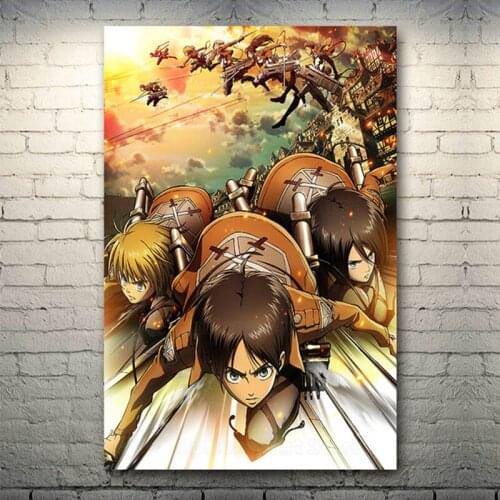 Attack On Titan Anime Art Silk Fabric Poster Print 13x20 24x36 Inches Pictures For Room Decor