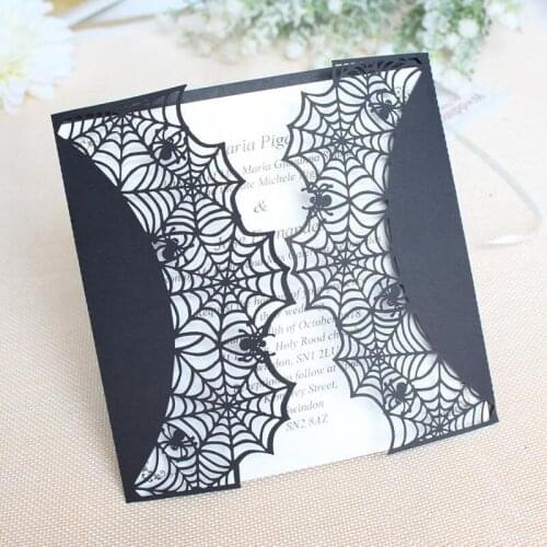 Halloween invitation card black spider laser cut greeting card halloween party decoration