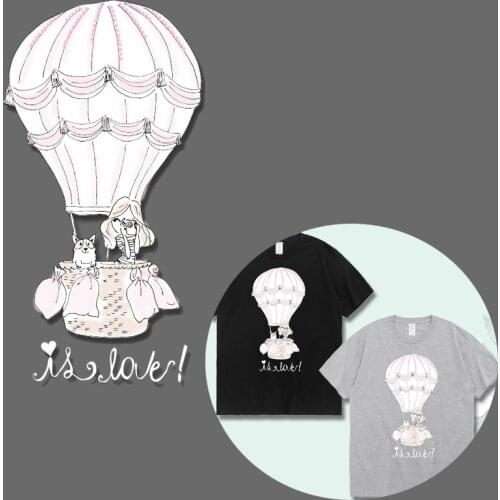 White Hot Air Balloon Heat Thermal Patches Letters Clothing Decoration Accessories Diy Iron Heat Transfer Applique Clothes