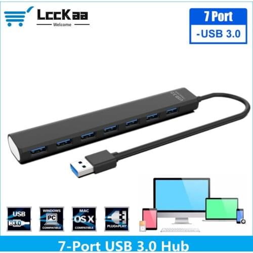 LccKaa USB Hub Multi 3.0 Hub USB Splitter High Speed 7 Port All In One For PC Windows Macbook Computer Accessories