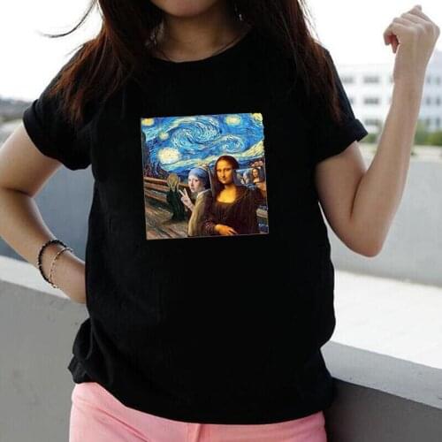Picture of Me and Mona Lisa Print T Shirt Women Tops Summer Fashion Tee Shirt Femme Casual Harajuku Shirt Tshirt Camiseta Mujer