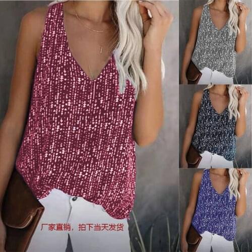 T Shirt Women 2021 New Arrival Summer Style Leisure v-neck Of Printing Color Sleeveless Vest T-shirt Tshirt LDMM2101