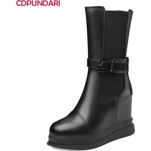 Ladies Black Wedges Ankle Boots Women Autumn Winter High Heels Platform Modern Boots Shoes Bottes Plateforme Femme Botines Mujer