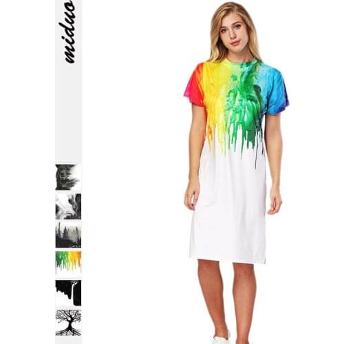 Digital Printed Short Sleeved Loose Summer Dress for Women Fashion Simple Charming Dresses for Female 2019 Vestidos De Verano