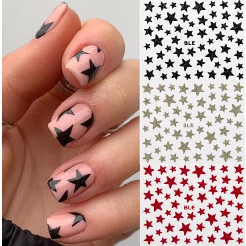 1PCS 3D Nail Sticker Slider Stars Stickers Glitter Shiny Decoration Decal DIY Transfer Adhesive Nail Art Tips Tattoo Manicure