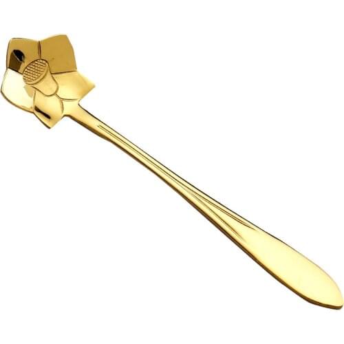 1Pcs Delicate Creative Stainless Steel Golden Rose Coffee Scoops Multi-Function High Quality Mug Stirring Spoon Tableware
