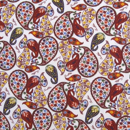 1 yard Cotton Woven Fabric for sewing pathwork, dress, cloth, bedding - Paisley Flower (width=140cm)