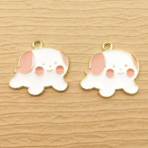 10pcs 20x21mm enamel dog charm for jewelry making cute earring pendant bracelet charm necklace charms diy finding