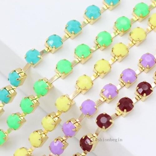 1Yd in bulk ss28 ss38 sew on Acrylic Crystal Rhinestone Trim cup claw chain glue on sewing Trimming DIY headdress,caps,clothings