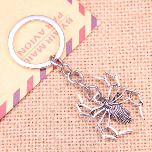 20pcs New Fashion Keychain 35x32mm spider halloween Pendants DIY Men Jewelry Car Key Chain Ring Holder Souvenir For Gift