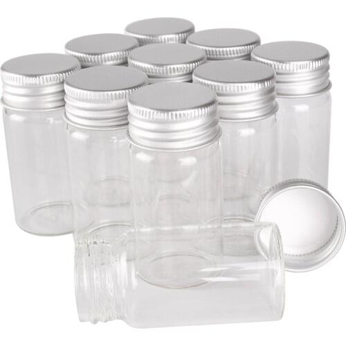 24pcs 25ml Size 30*60mm Transparent Glass Perfume Spice Bottles Tiny Jars Vials With Silver Screw Cap DIY Craft