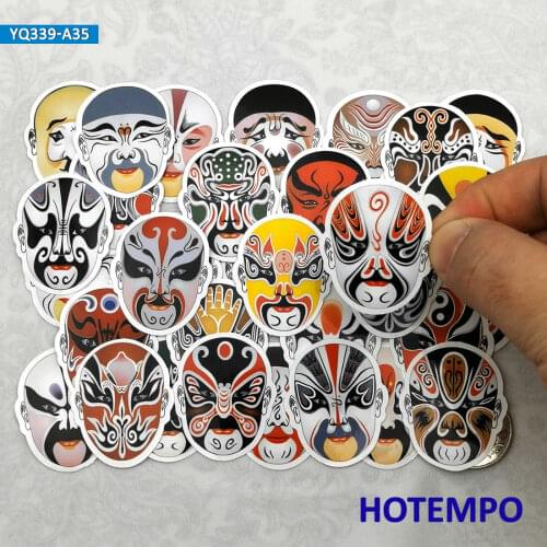 35pcs Beijing Peking Opera Facial Mask Style Diary Stickers Toys for Stationery Scrapbook Mobile Phone Laptop Art Decal Stickers