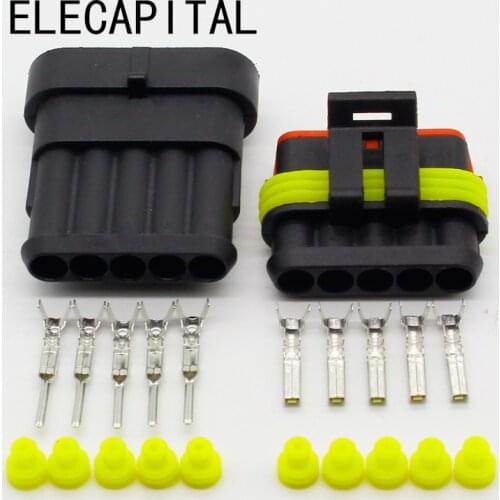 5 Sets NEW Car Part 5 Pin Way Sealed Waterproof Electrical Wire Auto Connector Plug Set Free Shipping