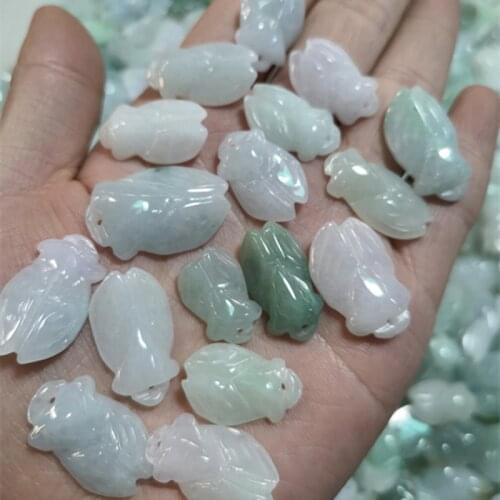 5PC Natural Emerald Jadeite Cicada Beads Accessories DIY Bangle Charm Jewellery Fashion Hand-Carved Luck man Amulet