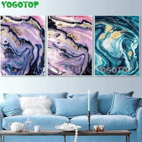 5d Diamond Paintings Diamond Mosaic Crafts 3 Panel Golden Abstract Embroidery Spray Home Decoration Triptych ML1452