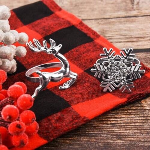 6Pcs/Set Snowflake Napkin Rings Hotel Room Decoration Set Table Decor Napkin Buckle-ABUX