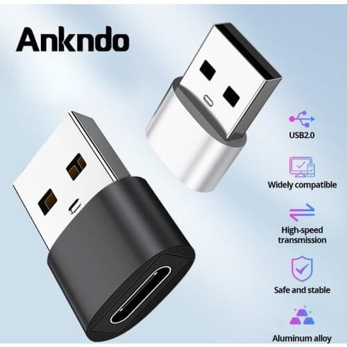 ANKNDO Type C To USB 2.0 Adapter For Xiaomi 8 9 Android Mobile Mini Type-C Jack Splitter smartphone USB C Connectors Converter