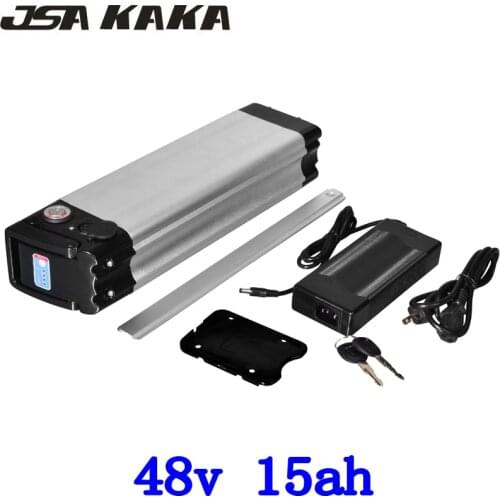 48V Silver Fish E-Bike Rechargeable Battery 48V 15AH use for samsung cell Lithium Battery With 30ABMS and 2A charger