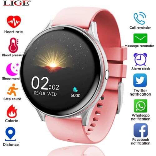 LIGE 2020 New Full Touch Ms Watch Women men Waterproof Sport for Android/iPhone Call information Bluetooth watch for woman mens