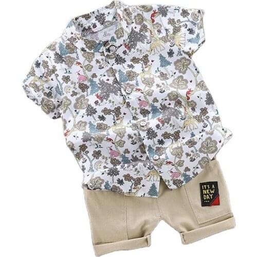 Children Cotton Clothes Summer Baby Boy Printed Turtleneck T Shirt Letter Shorts 2Pcs/sets Infant Kid Fashion Toddler Tracksuits
