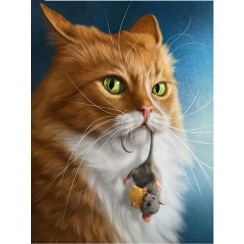 Full Square/Round DIY Diamond Embroidery Cat 5D Diamond Painting Rhinestone Mosaic Decor HYY