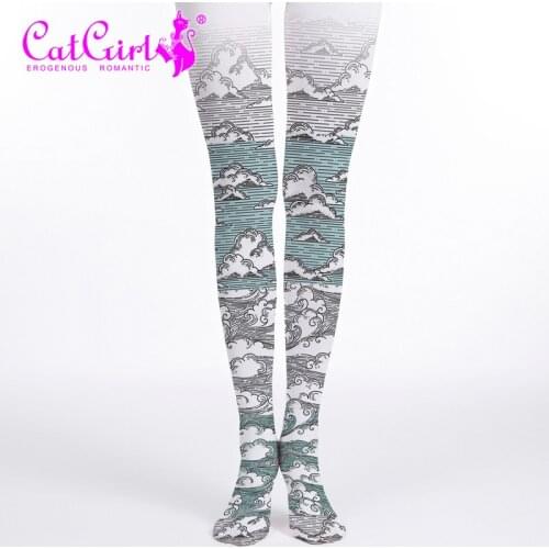 Print Pantyhose High Quality Flexiable Women Clouds Painting Tights