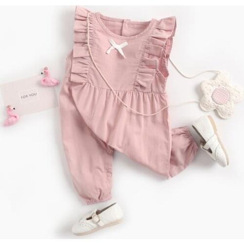 Newborn Baby Girls Pink Bodysuit for Princess Summer Clothes 2021 New Toddler Infant Childrens Cute Jumpsuit