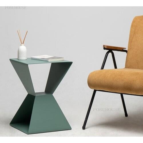 Nordic Wrought Iron Small Apartment Coffee Tables Modern Living Room Sofa Side Table Creative Home Furniture Study Storage Shelf