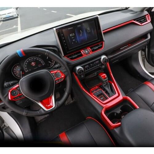 Red for TOYOTA RAV4 2020-2021 Gearshift Decorative frame Water cup Window lifter Interior decoration