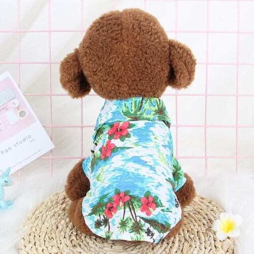 IERKOU Summer Beach Shirt Dog Clothes Cute Print Hawaii Beach Casual Pet Travel Shirt Pineapple Floral Short Sleeve Cat Blouse