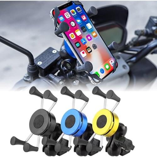 Motorcycle Adjustable Rear View Mirror Handlebar Mount Stand Support For Smart Cell Phone Moto Holder