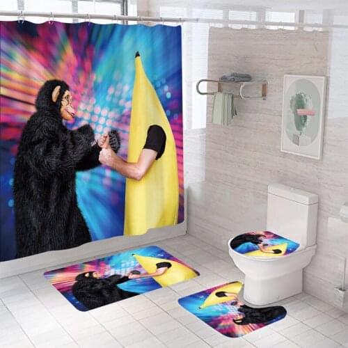 Washable Waterproof Bathroom Shower Curtain Sets Toilet Seat Cover Non-Slip Bath Mat Rug Carpet Bathroom Decor