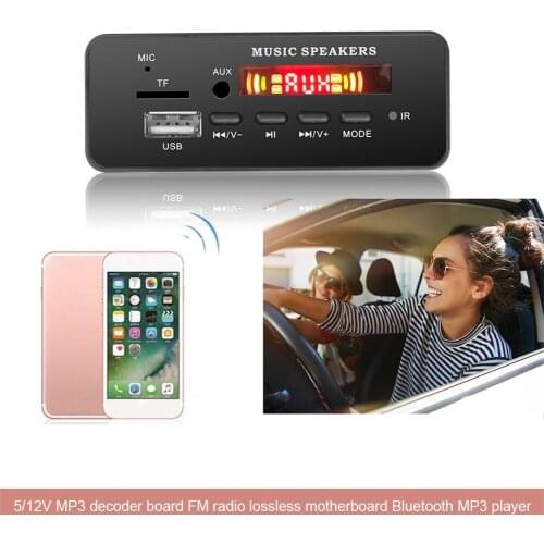MP3 Player Decoder Board 5/12V MP3 Decoder Board FM Radio Power Failure Memory Function Bluetooth Car FM Radio Module Support