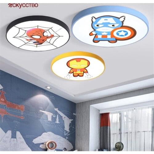 Cartoon Spider Steel Hero Captain Led Ceiling Lamp For Kids Bedroom Kindergarten Children Interior Home Decor Lighting Fixtures