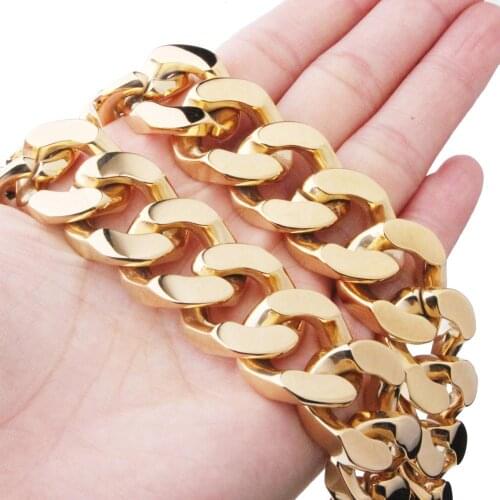 Mens Stainless Steel Jewelry 20mm Wide Heavy Huge Curb Cuban Link Chain 7-32 Inches Silver Color/Gold Color Necklace Or Bracelet