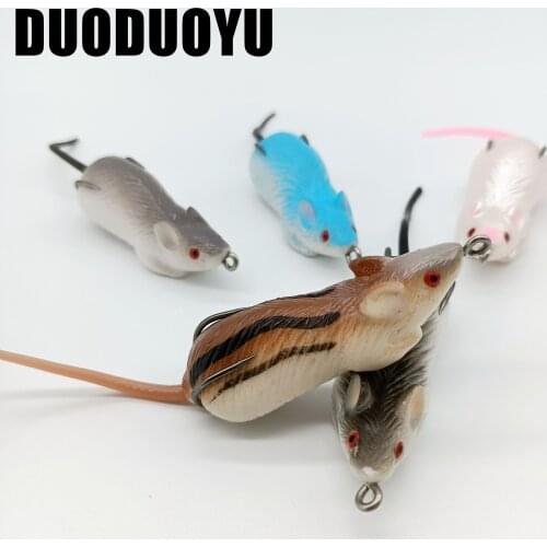 DUODUOYU 5PCS+1BOX Mouse Soft Lure for Fishing 10.5g/65mm 3D Eyes Soft Mouse Bait Fishing Lure Artificial Bait Fishing Tackle