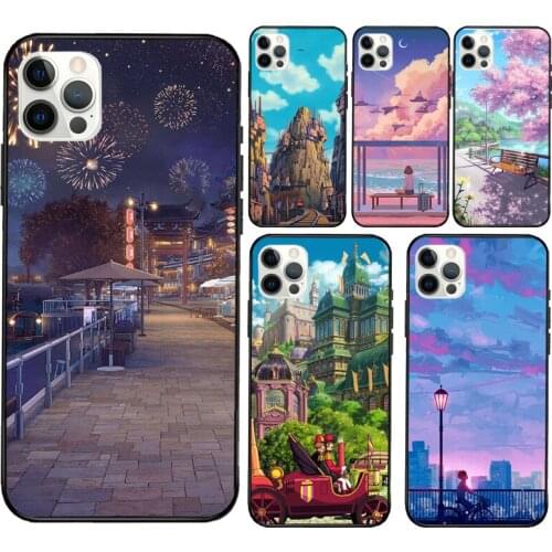 Anime Scenery Soft Cover For iPhone 12 11 Pro Max X XR XS Max 5S SE 2020 8 7 Plus 12 Mini Phone Case